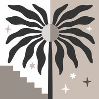 Thumbnail for Kuvassa on palmunlehti minimalistisella tyylillä, jossa geometriset muodot ja pehmeät sävyt luovat harmonisen kokonaisuuden.