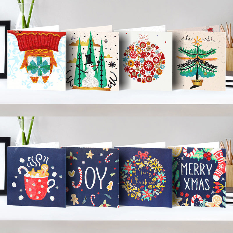 Diamond painting Christmas cards 8pcs 