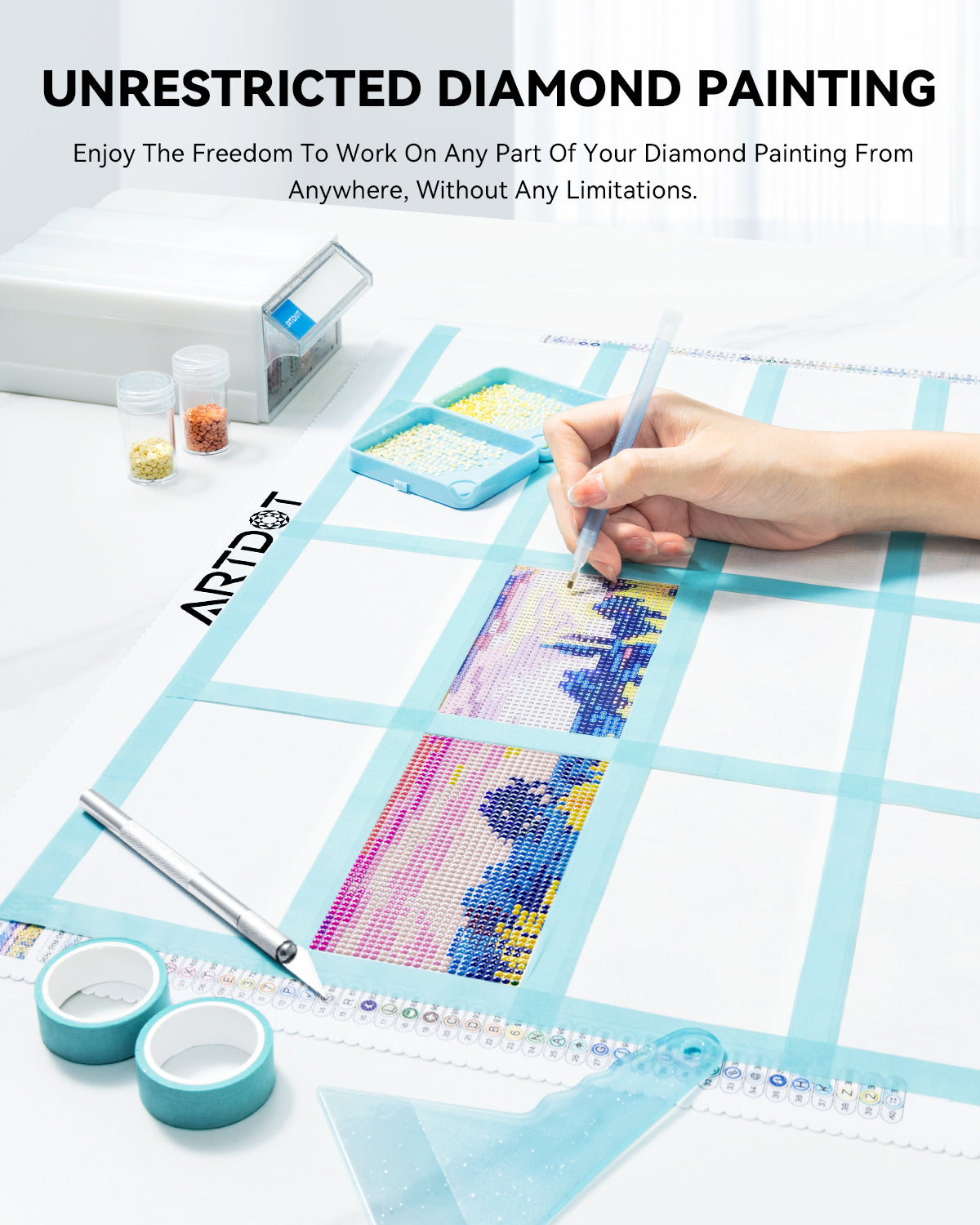 Diamond painting protective paper set – 200 sheets + tools 