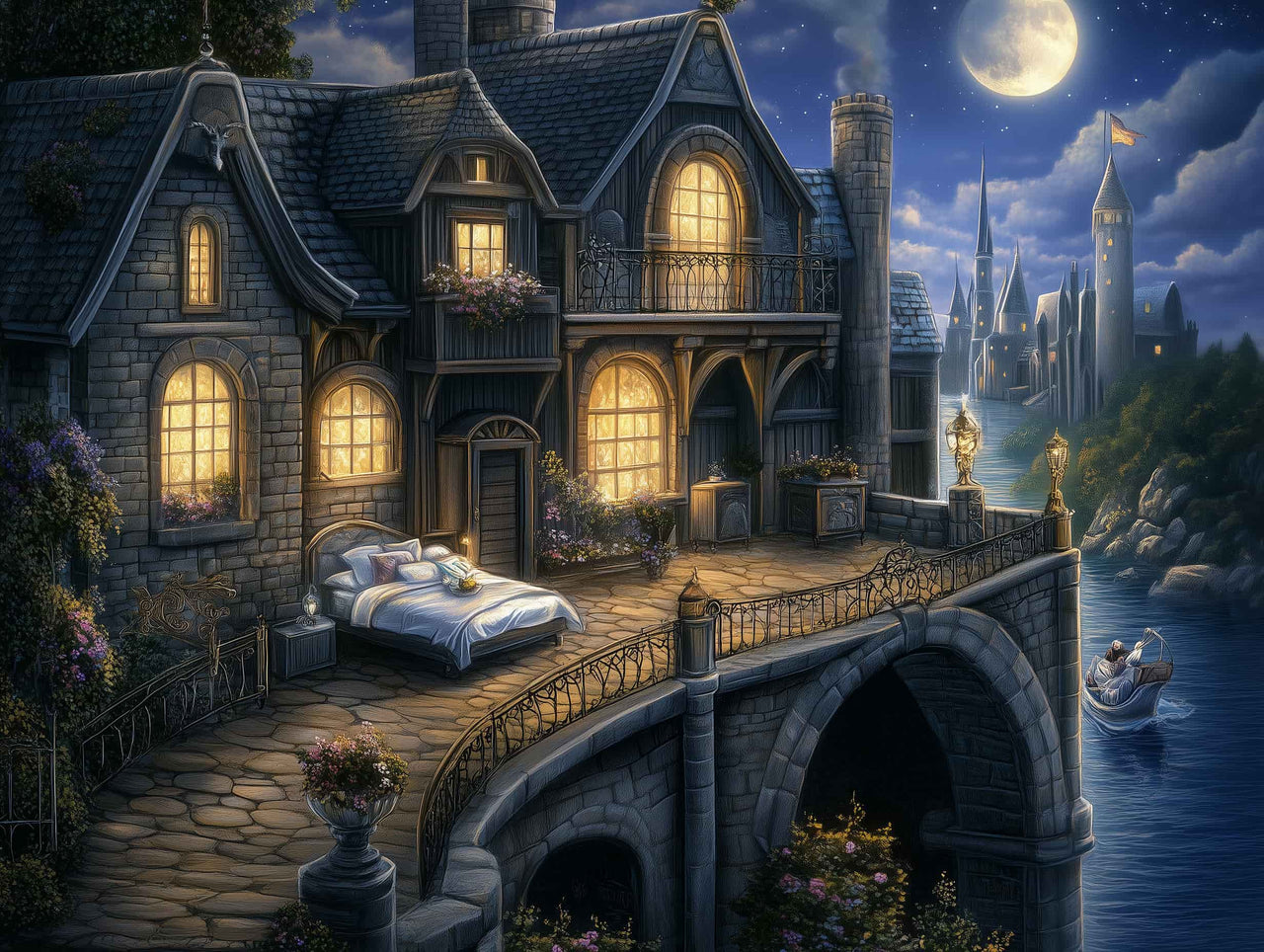 Moonlit Manor 60x80cm - Diamond Painting 