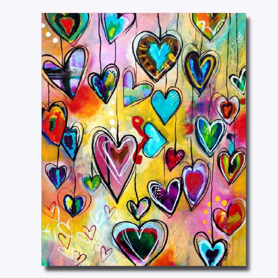 Diamond Painting Sydämet 40x50cm
